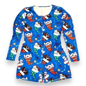 Christmas Onesie Pajamas Snap Front Long Sleeve Polyester & Spandex Size Medium